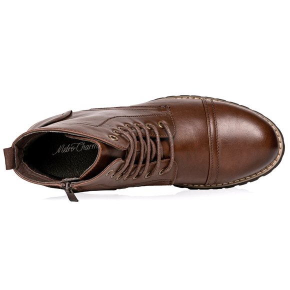 Brown Men's Lace Up Cap Toe Dress Oxford Fashion Casual Boot - Picture 6 of 7